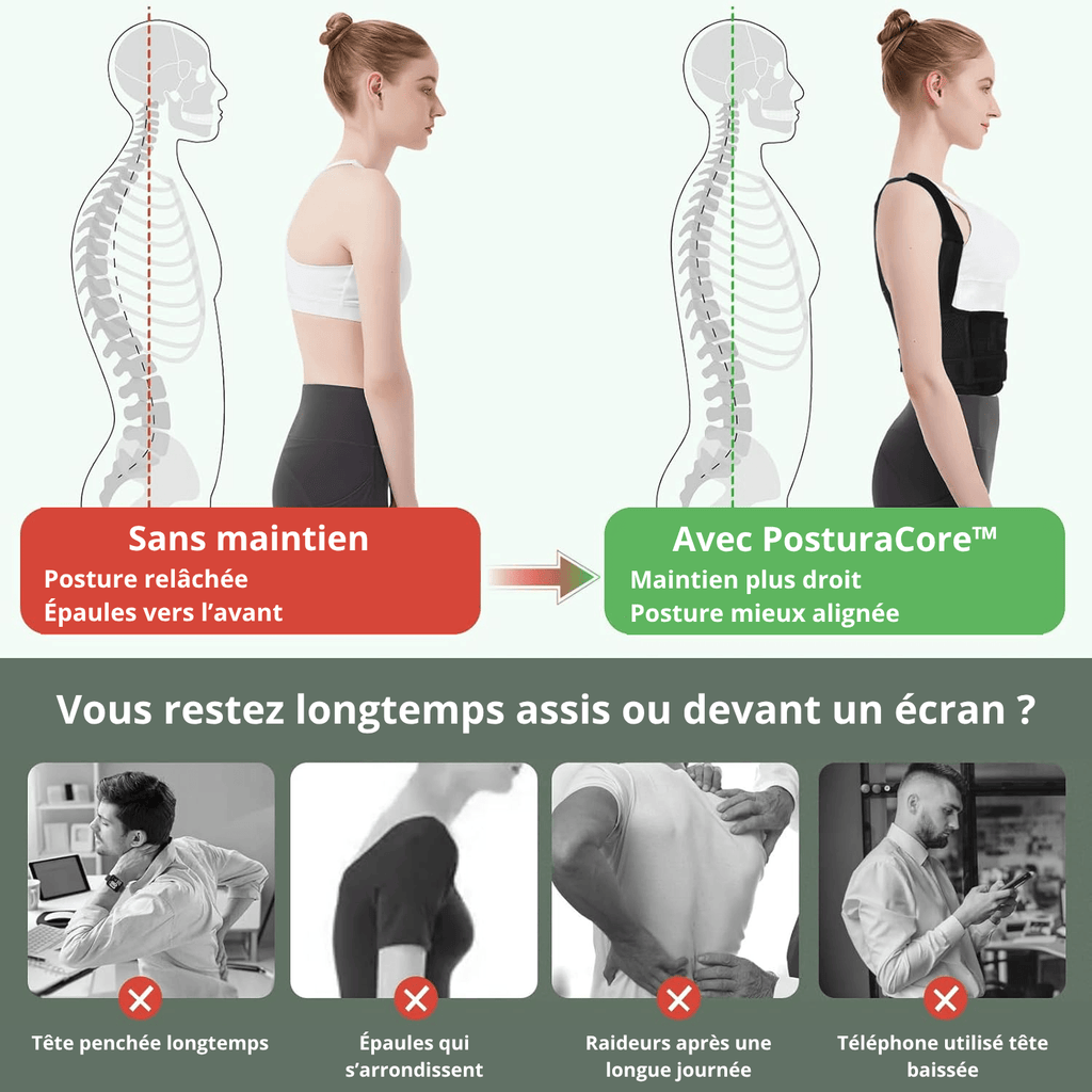 Ceinture posturale ajustable – soutien dos & épaules – PosturaCore™